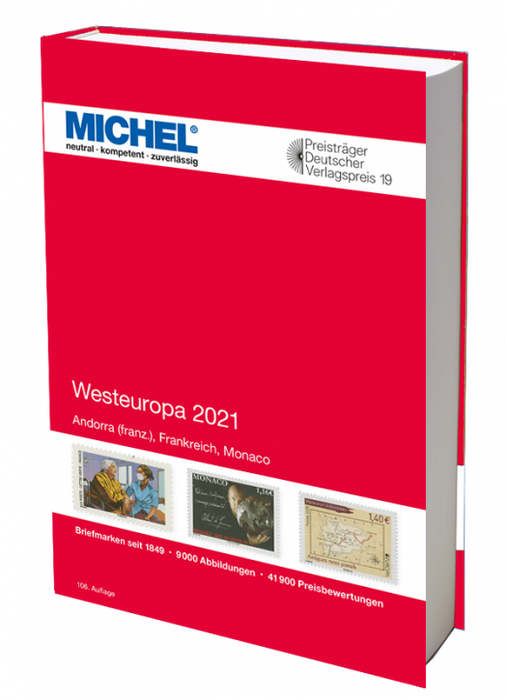 Michel Frimärksbok - Västeuropa (Andorra, Frankrike & Monaco) 2021 (OBS bok på tyska)