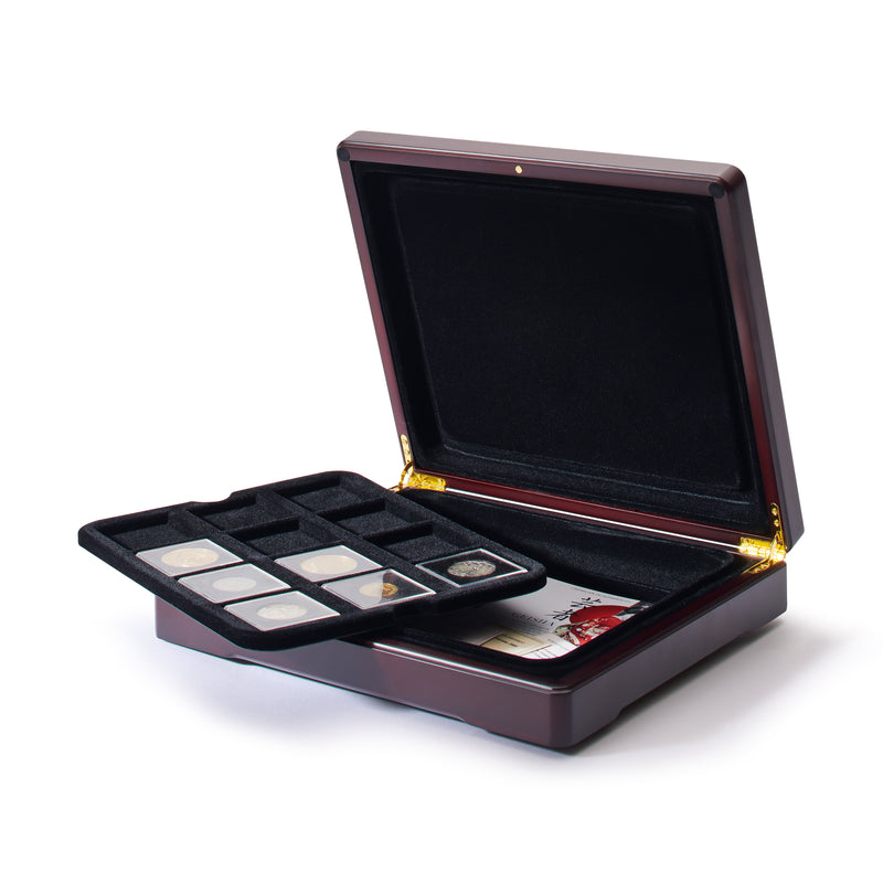 Mazzola Presentationsfodral för Quadrum myntkapslar, svart bricka