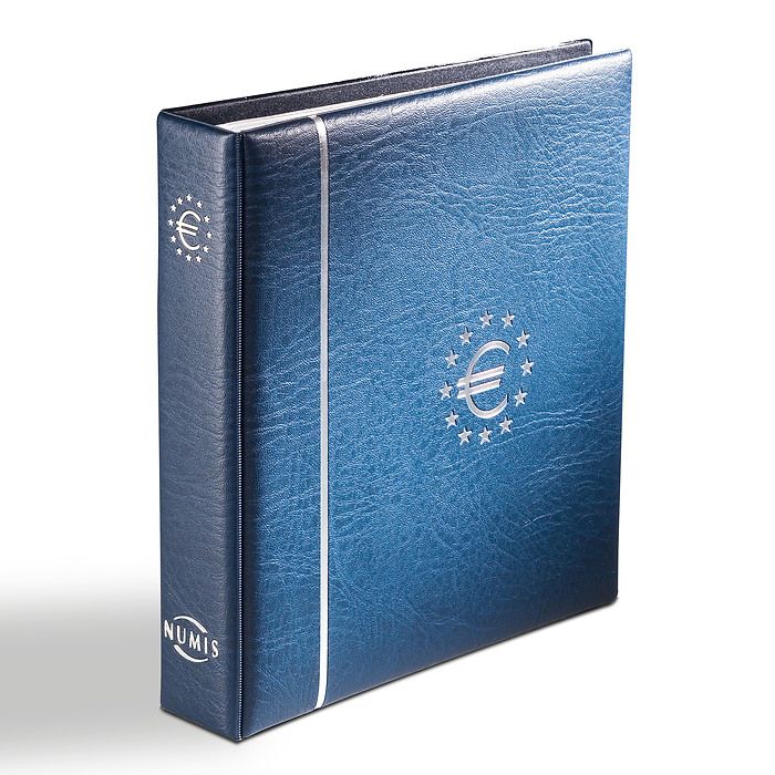 Myntalbum NUMIS, för euromynt, inklusive skyddskassett och insticksblad, blå